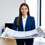 **

"A professional female architect, fully clothed in a modest business casual outfit, presenting blueprints in a bright, modern architectural office, safe for work, appropriate content, perfect anatomy, natural proportions, professional, well-formed hands, proper finger count, family-friendly."

**