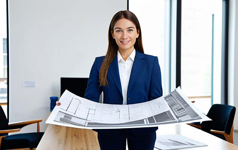 **
"A professional female architect, fully clothed in a modest business casual outfit, presenting blueprints in a bright, modern architectural office, safe for work, appropriate content, perfect anatomy, natural proportions, professional, well-formed hands, proper finger count, family-friendly."
**