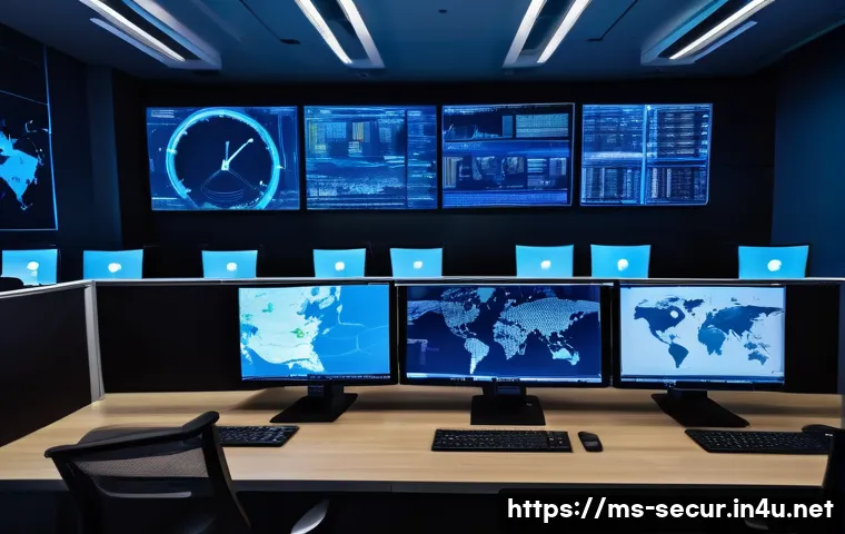 정보보안학 취약점 탐지 시스템 - A high-tech cybersecurity operations room in a modern Malaysian office setting, featuring diverse IT...