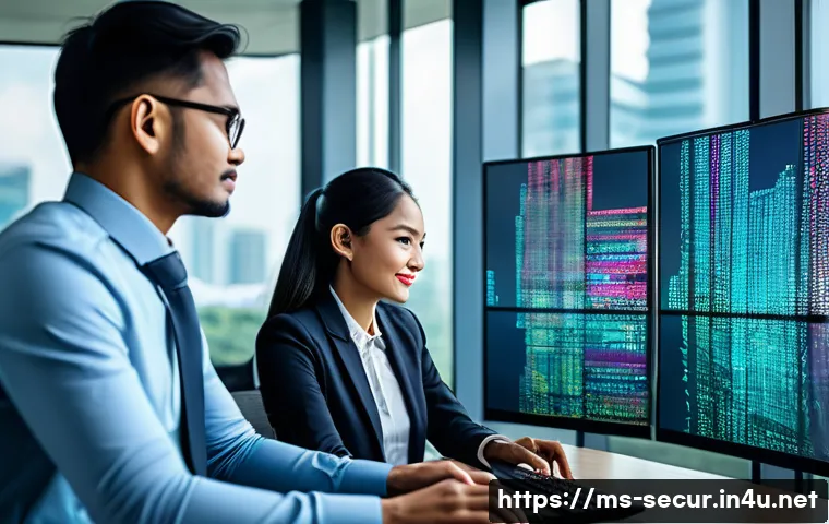 정보보안학 산업 인증 - A modern office environment in Kuala Lumpur with diverse Malaysian cybersecurity professionals colla...