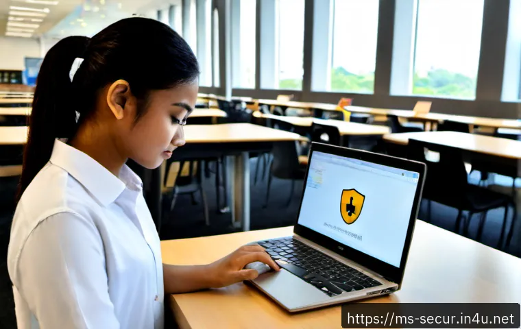 Home 17 정보보안학 이메일 보안 - Photorealistic cybersecurity student in a modern Malaysian university library, carefully reviewing a...