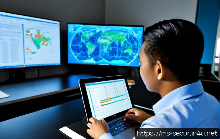 정보보안학 보안 사고 예측 모델 - Photorealistic cybersecurity operations center in Kuala Lumpur, Malaysian security analysts of diver...